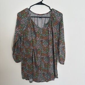 Lands' End Floral Print Blouse - Multicolor